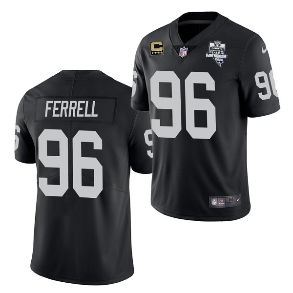 Men's Las Vegas Raiders #96 Clelin Ferrell Black 2020 Inaugural Season With C Patch Vapor Limited Stitched Jersey